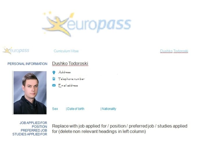 europass cv maker login