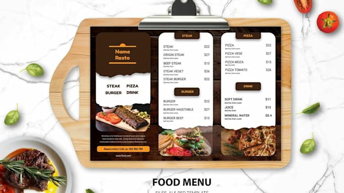 design professional creative custom restaurant menu
