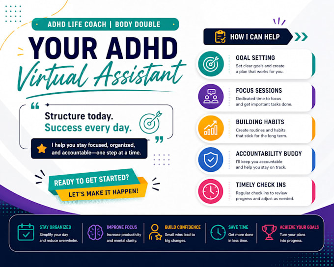 be your adhd coach, body double coach, adhd accountability, goal setting