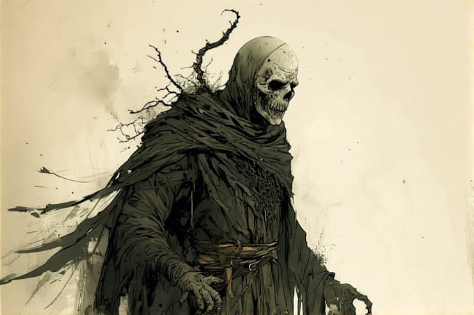draw a frightening fantasy horror character