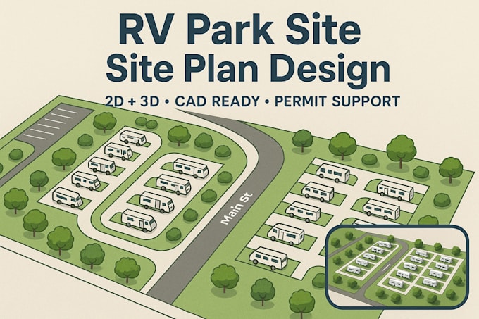 design rv park resort, campground maps, town maps, and off road park design