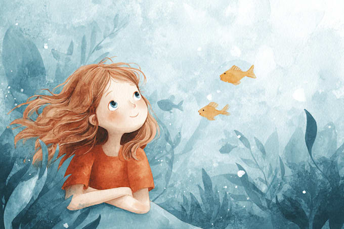 create watercolor children illustration