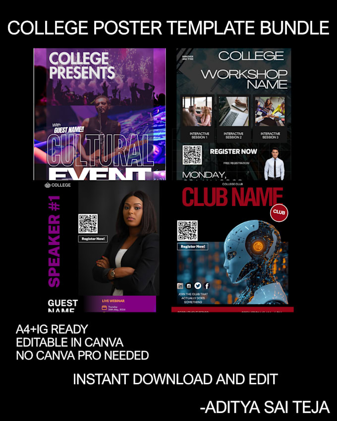 create editable canva poster templates for college events