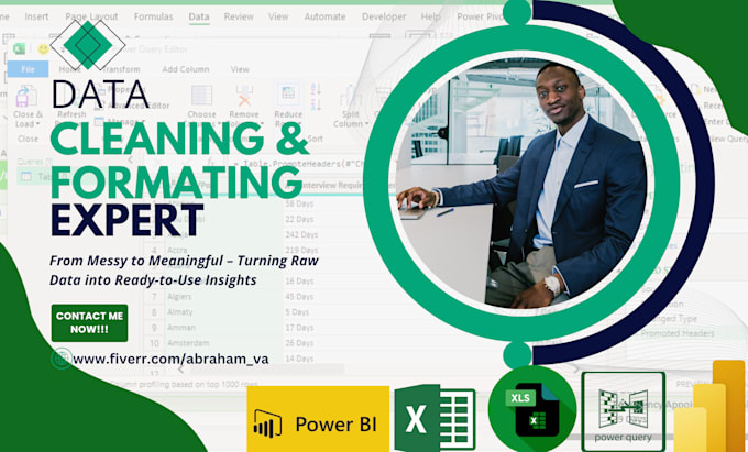 clean, format ms excel data for accuracy, clarity and analysis, data analyst