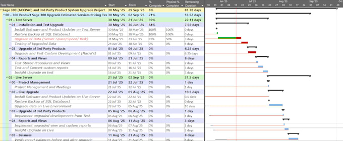 create a professional project schedule in p6 or ms projects