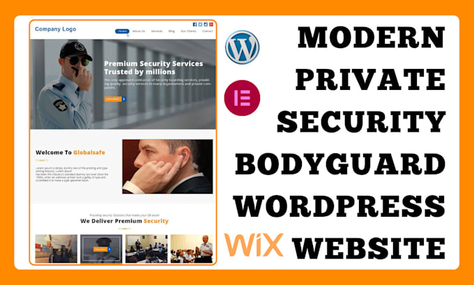 design modern private security bodyguard agency wordpress website