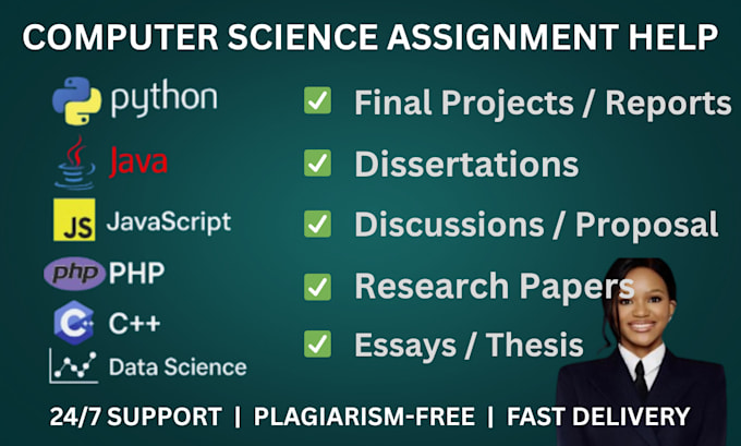do computer science assigned, python, java, javascript, php, c cpp, data science