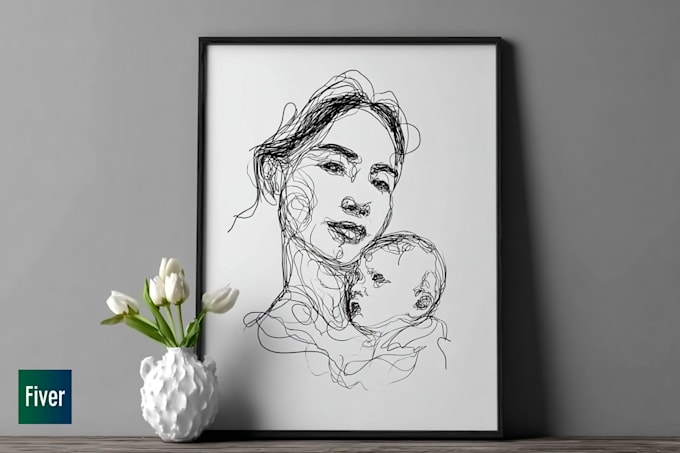 make scribble art, abstract line portrait