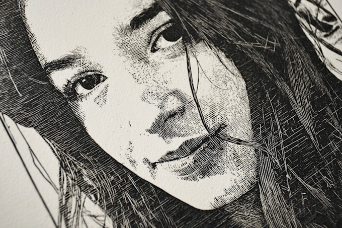 create a portrait print linocut style digital art