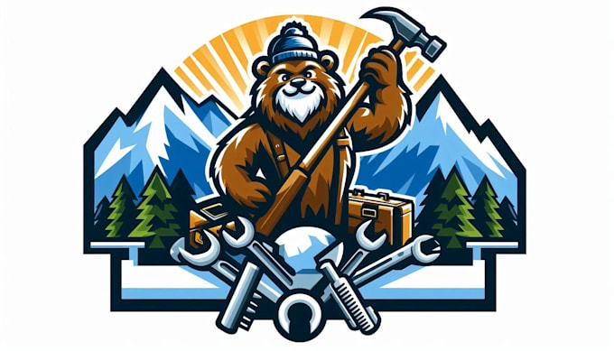 design outstanding mountain mascot logo with express delivery