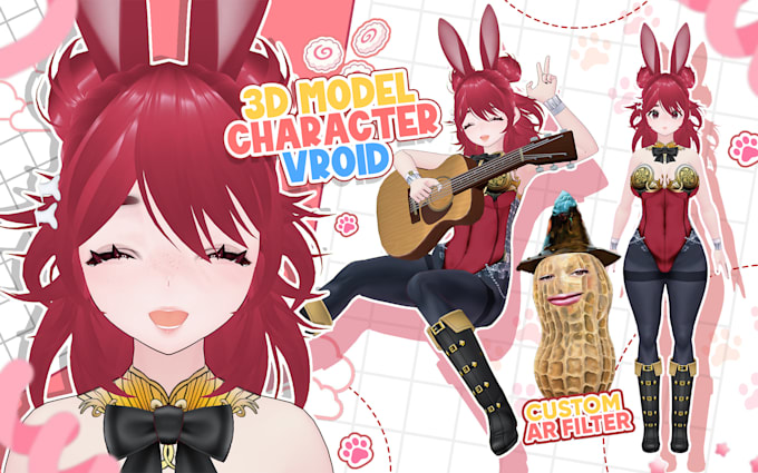 design 3d vtuber model with rigging for vroid vrchat and vrm in blender