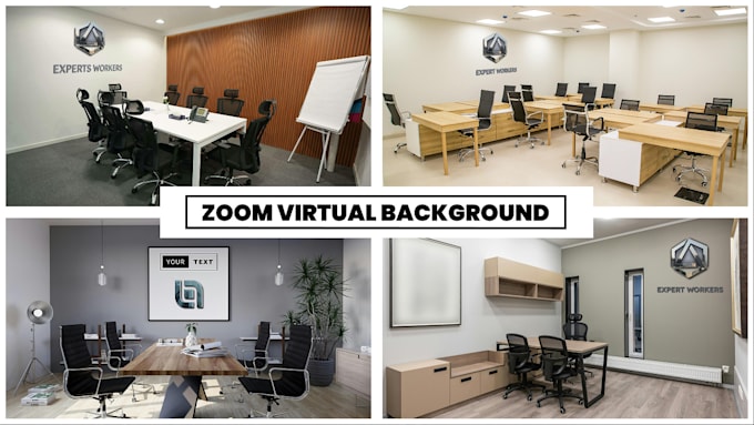 design office,custom zoom virtual background with 3d logo