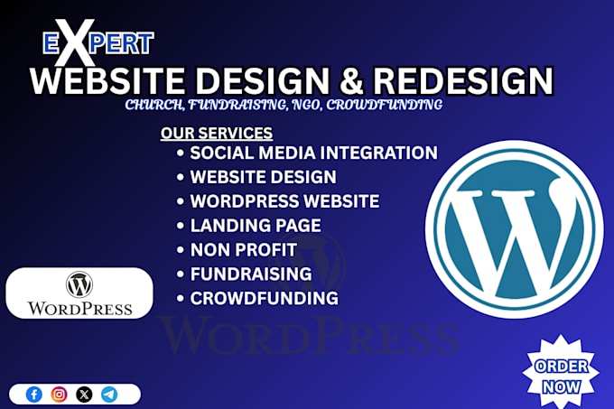 build a responsive wordpress fundraising  donation website for ngos churches