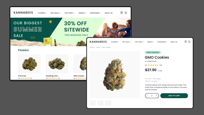 create ecommerce website for cannabis, hemp marijuana, weed, cbd store