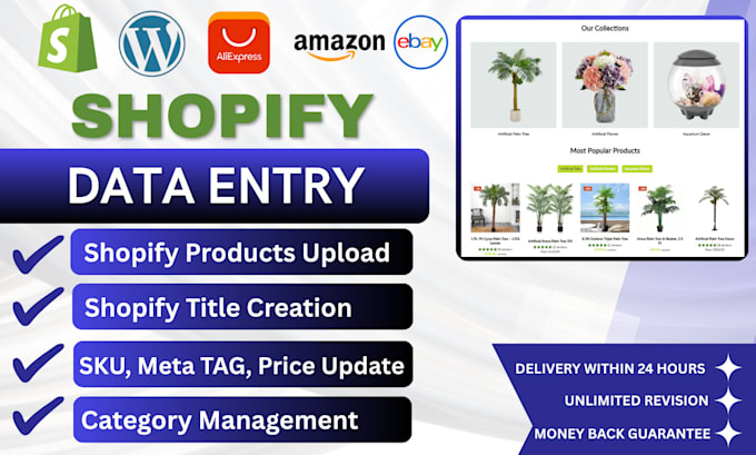 do shopify product listing and shopify data entry