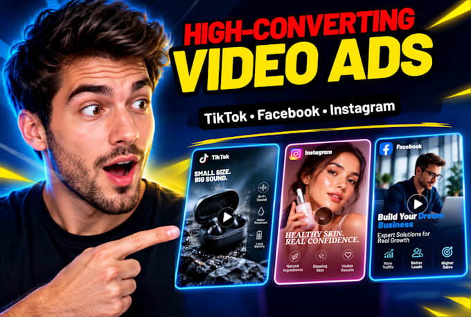 create facebook ai video ads, ugc ai avatar, tiktok and dropshipping video ads