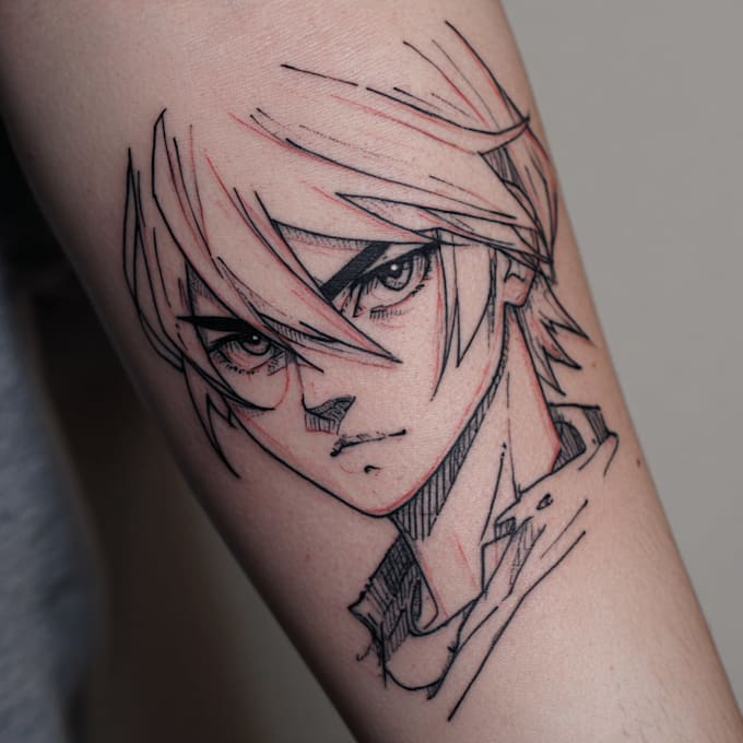 tattoo illustration anime style in lines