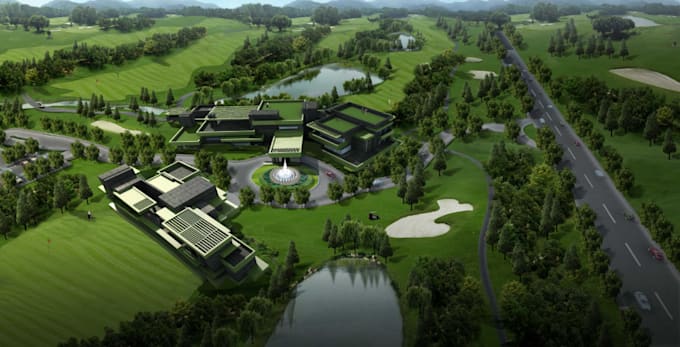 Visualize golf club house,golf simulator render,golf course,3d golf ...