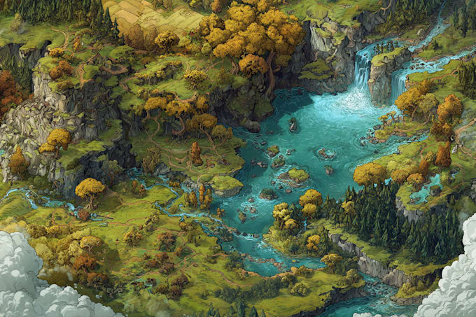 illustrate medieval fantasy and sci fi maps
