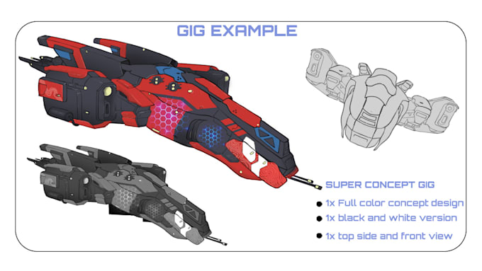 draw sci fi spaceship concept art or vehicle design