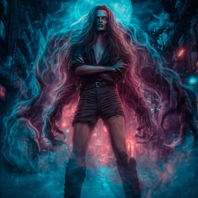create a fantasy horror character art and illustration