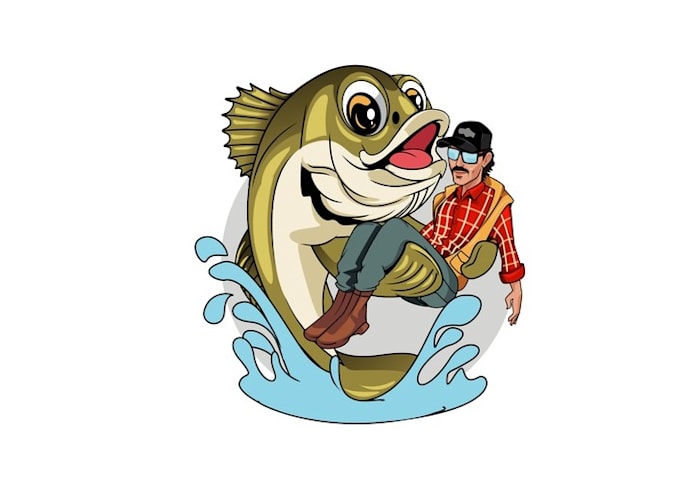 design good looking fish holding man logo