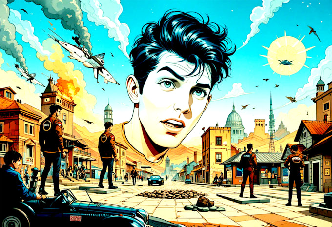make an design and illustration of comic character