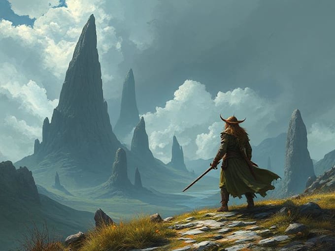 do dnd fantasy sci fi character or landscape illustration