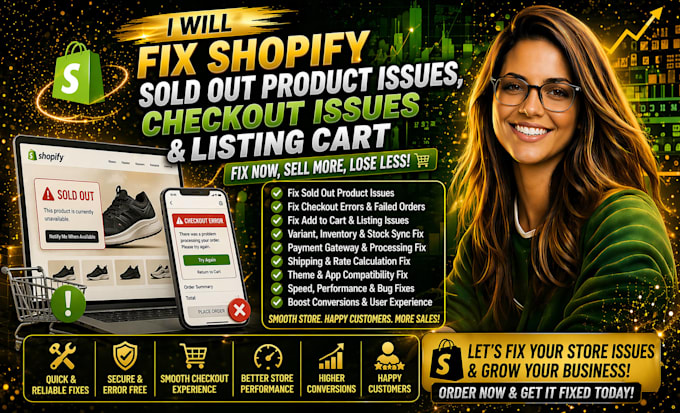 fix shopify sold out product issues, checkout issues and listing cart