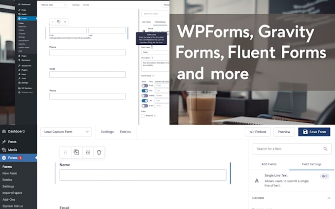 install and set up wpforms, gravity forms, fluent forms, or jetform builder