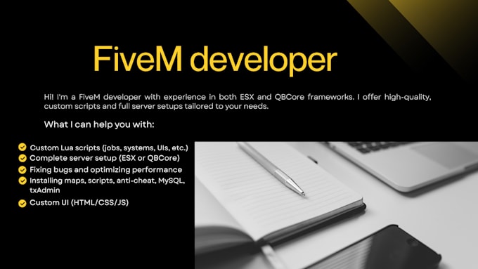 create fivem scripts or setup your fivem esx or qbcore server