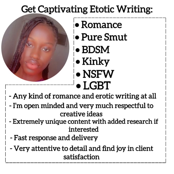 write very hot erotica and unique romance story for you