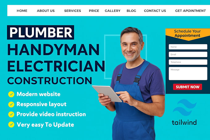 build plumber, handyman, roofing, plumbing websites for you