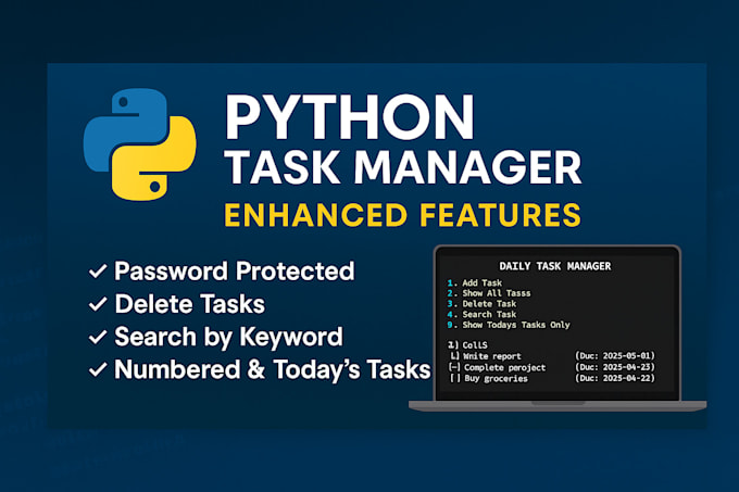 Create professional task management system in python by Sameer_mg | Fiverr