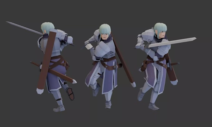 Create stylized 3d low poly character model and rigging for game and ...