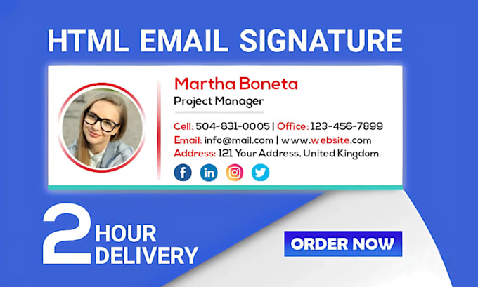 create a professional clickable HTML email signature