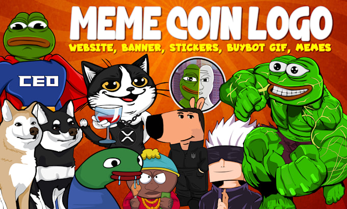 draw crypto meme coin art for your memecoin website, meme coin logo