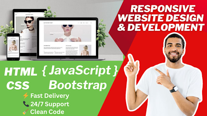 build a modern responsive website with HTML CSS javascript  bootstrap