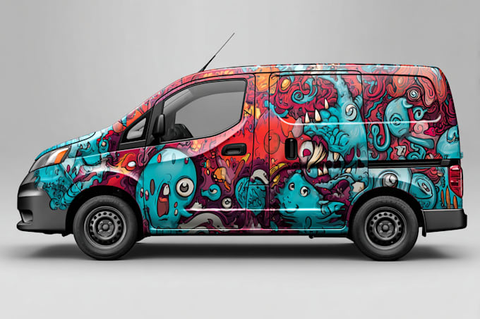 draw car wrap design, vehicle wrap design, van wrap design
