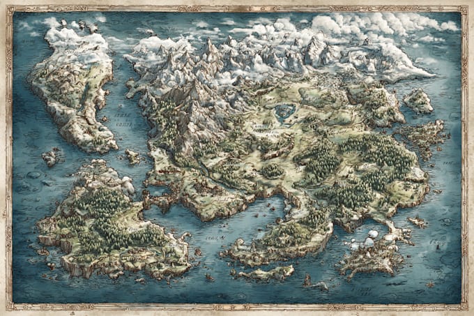 design a custom fantasy, dnd, game, rpg, or book world map
