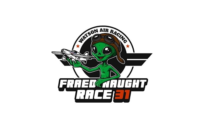 design ailen flying airplane logo