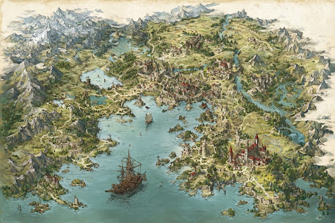 Create a custom fantasy map for rpgs, books and games by Kaiyacano | Fiverr