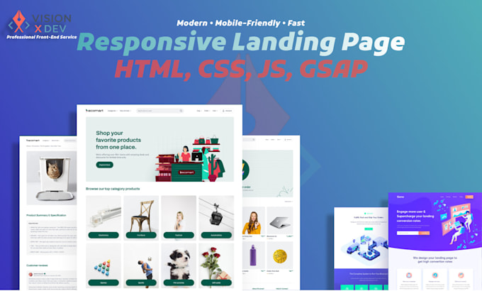 create a responsive and modern landing page with clean code