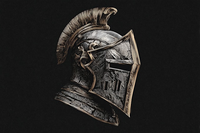 draw a medieval fantasy game, rpg, mmo game logo