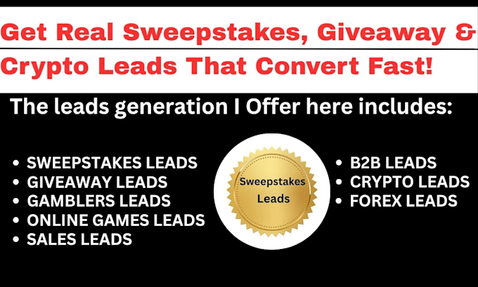 make fresh hits sweepstakes leads business sales leads giveaway and crypto leads
