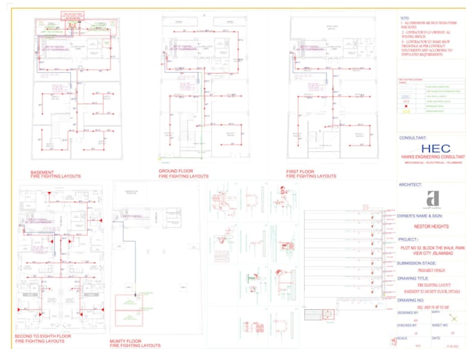 do firework, fire sprinkler plan, fire alarm plan, evacuation plan as per nfpa13