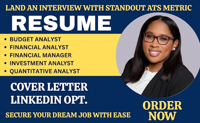 write a resume for finance, budget analyst, auditor, risk analyst