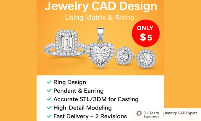 create custom 3d jewelry cad design using matrix and rhino