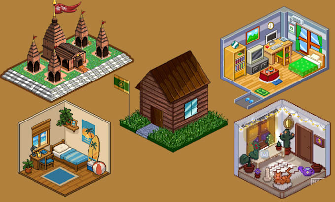 isometric pixel game art retro pixel art 2d game asset sprite sheet, environment