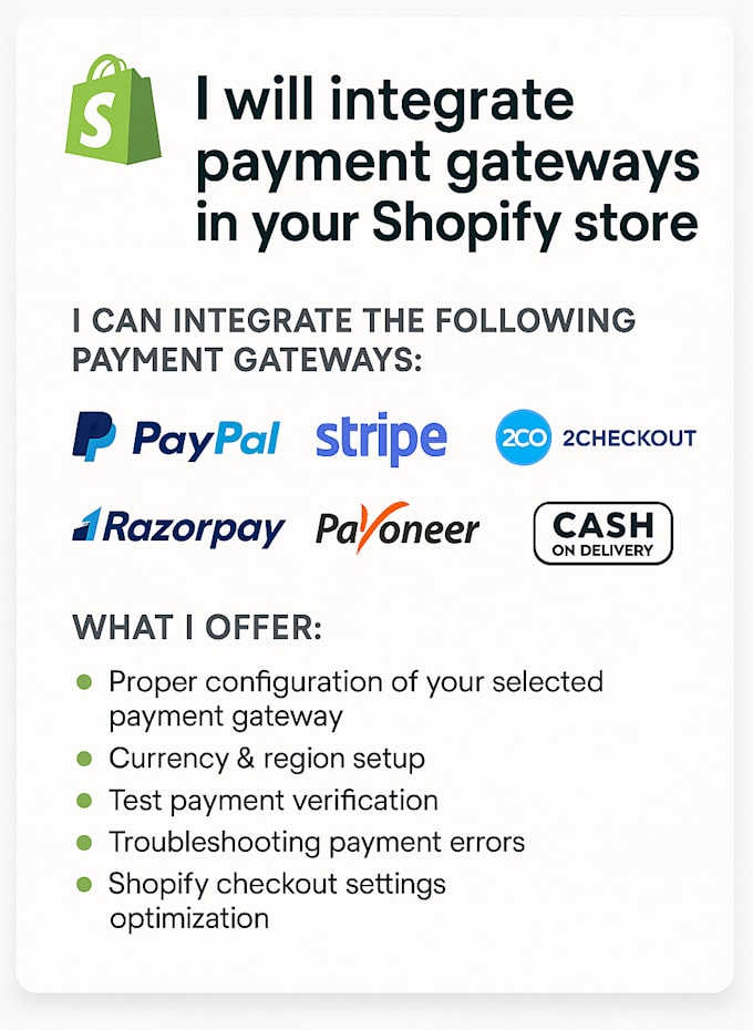 integrate payment gateways in your shopify store